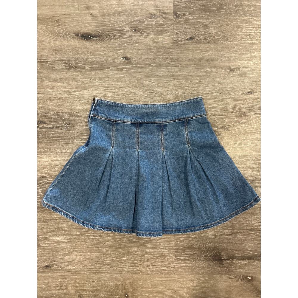 GB Girls Gianni Bini Pleated Denim Mini Skirt Size 14 - Picture 4 of 5